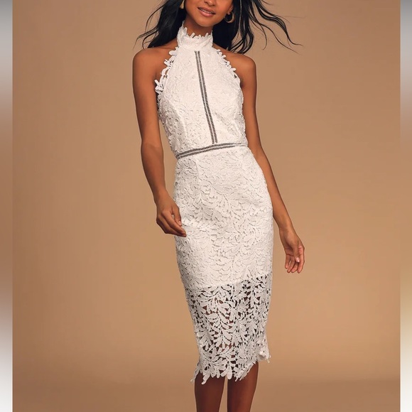 Lulus White Lace Midi Dress‎ - Picture 2 of 7